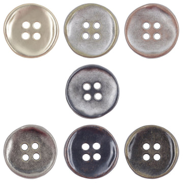 Retro 4-hole metal buttons set, antique silver, bronze, and dark tones