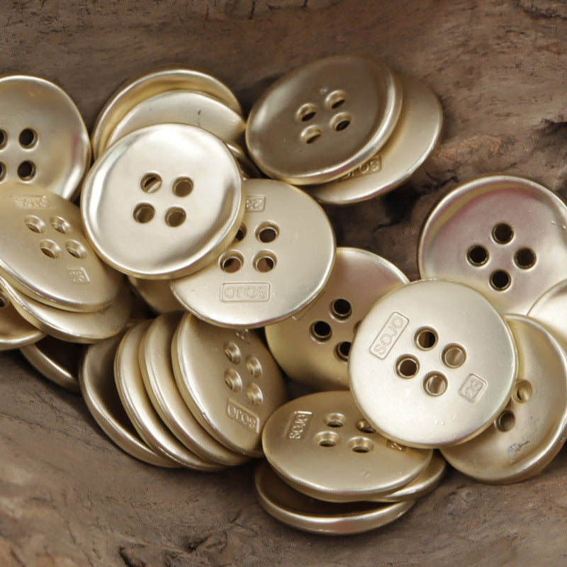 Retro 4-hole metal buttons, gold and cream-silver tones assortment