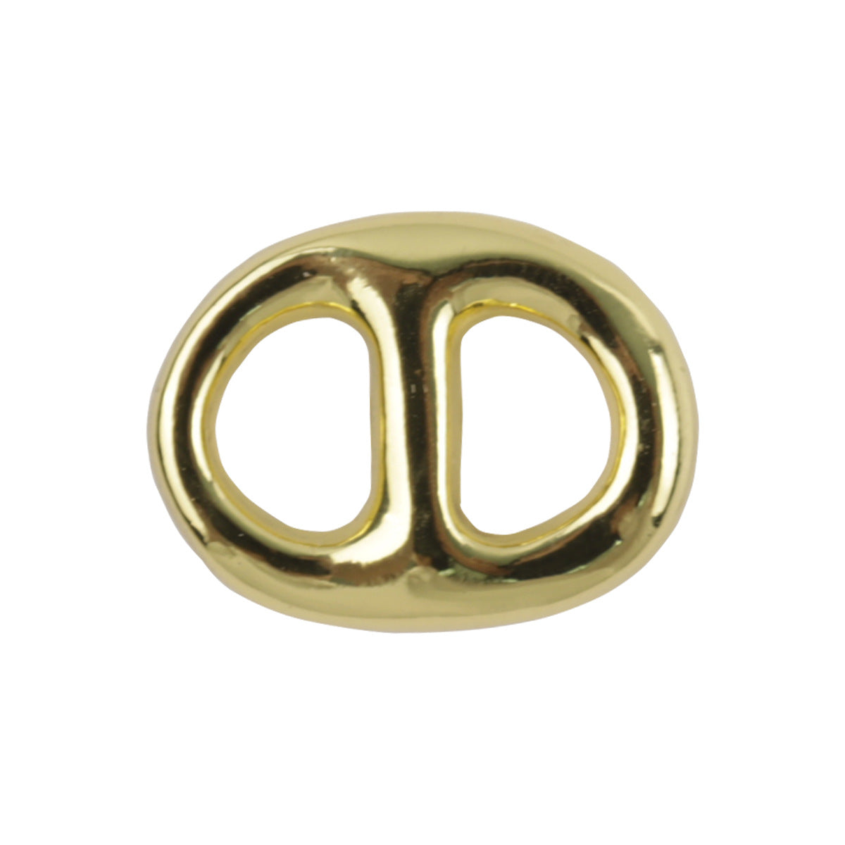 Gold pig nose-shaped metal button with 2-hole design and shank