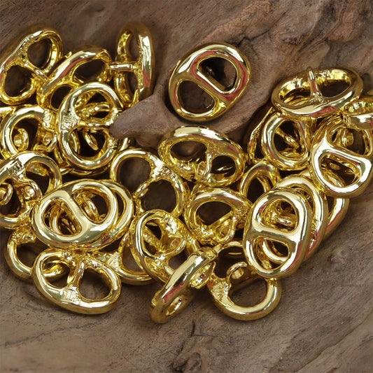Pig Nose-Shaped Gold Metal Buttons with Shank 10pcs