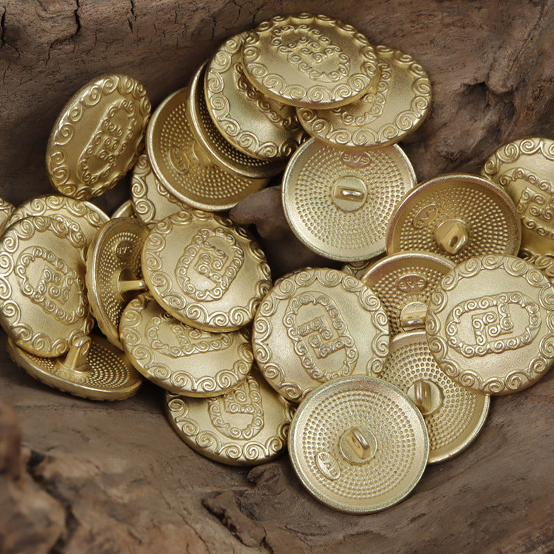 Gold cloud-design metal buttons, assorted 10pcs with engraved swirl patterns