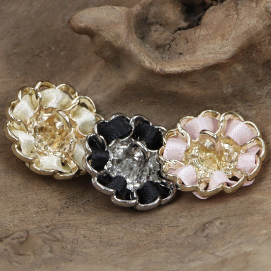 Hydrangea Handmade Hot-Fix Rhinestone Metal Decorative Buttons 10pcs