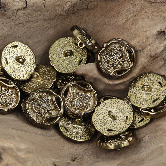 Vintage Silver Gold Rose Metal Decorative Buttons for Hat Bag Making 10pcs Gold
