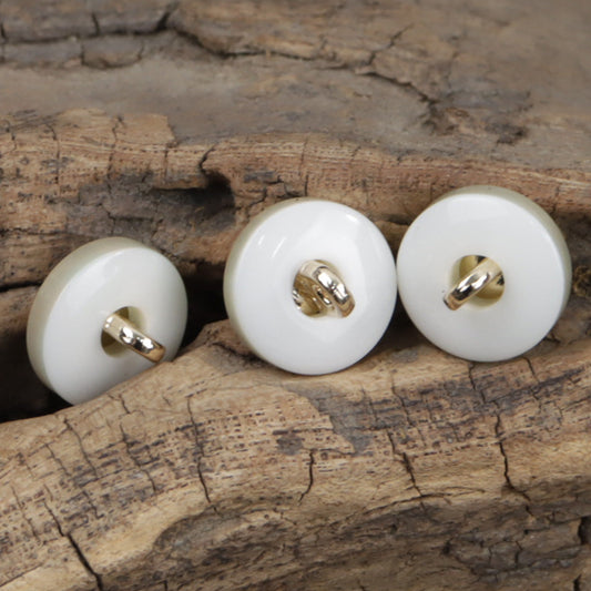 11.5mm Round Beige Decorative Resin Buttons with Metal Handle 20pcs