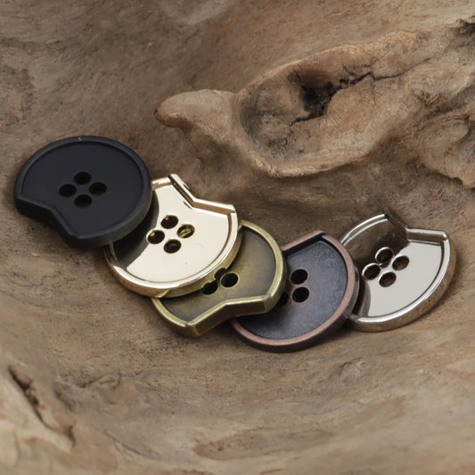 Minimalist Irregular Notched 4-Hole Metal Buttons 10pcs