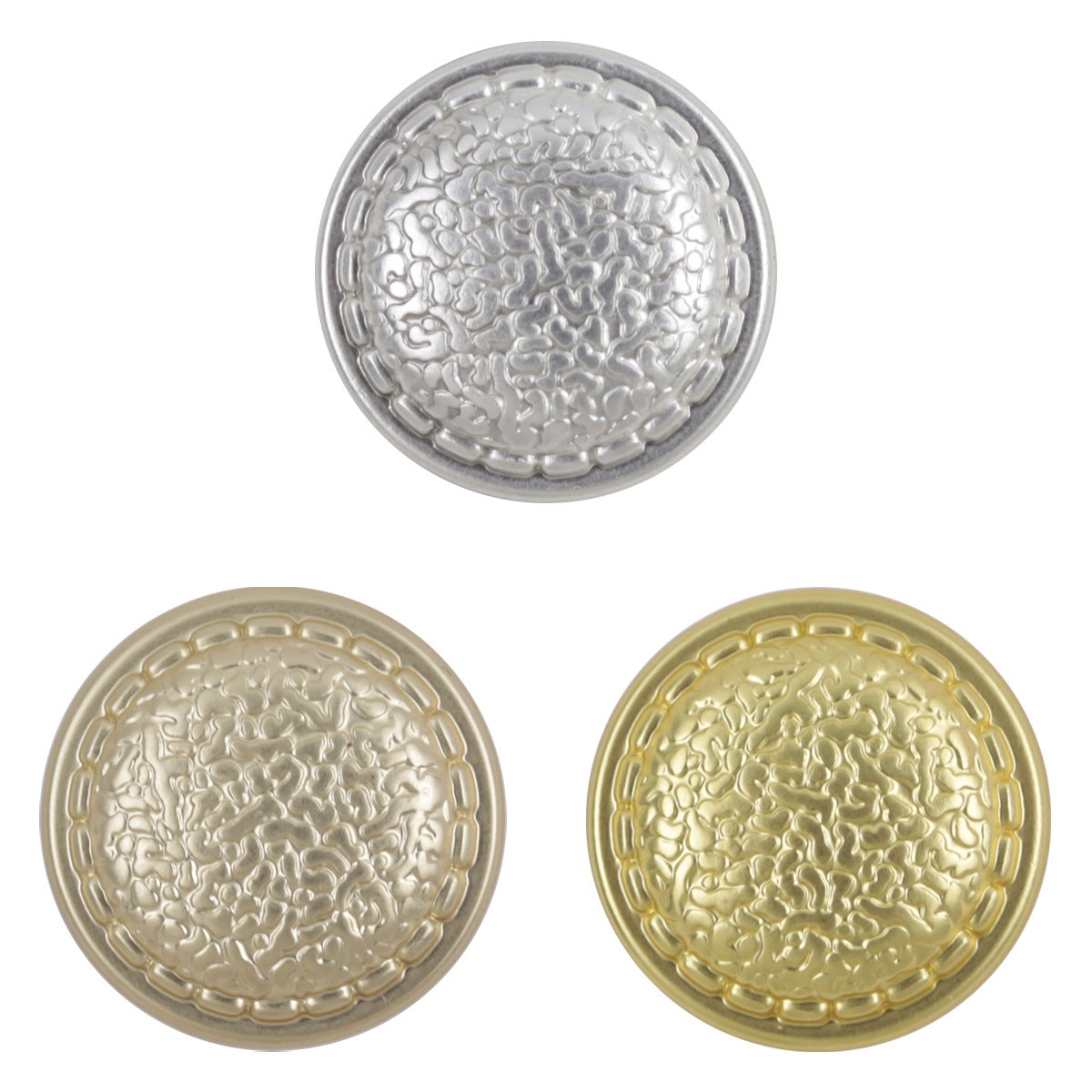 Snakeskin pattern metal buttons, silver round front, 10 pcs set