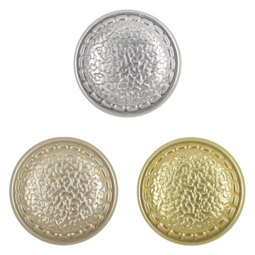 Snakeskin pattern metal buttons, silver round front, 10 pcs set