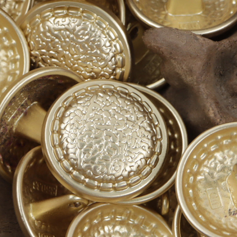 Close-up metal buttons with snakeskin embossing, silver center with gold rim, 10 pcs