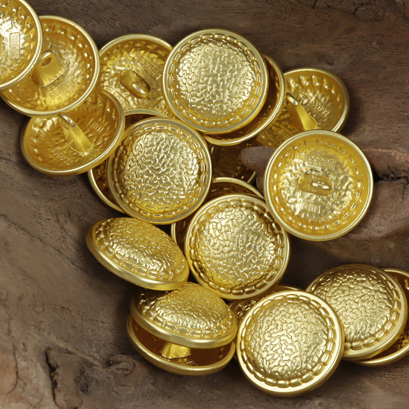 Snakeskin pattern metal buttons, gold round fronts, assorted set of 10