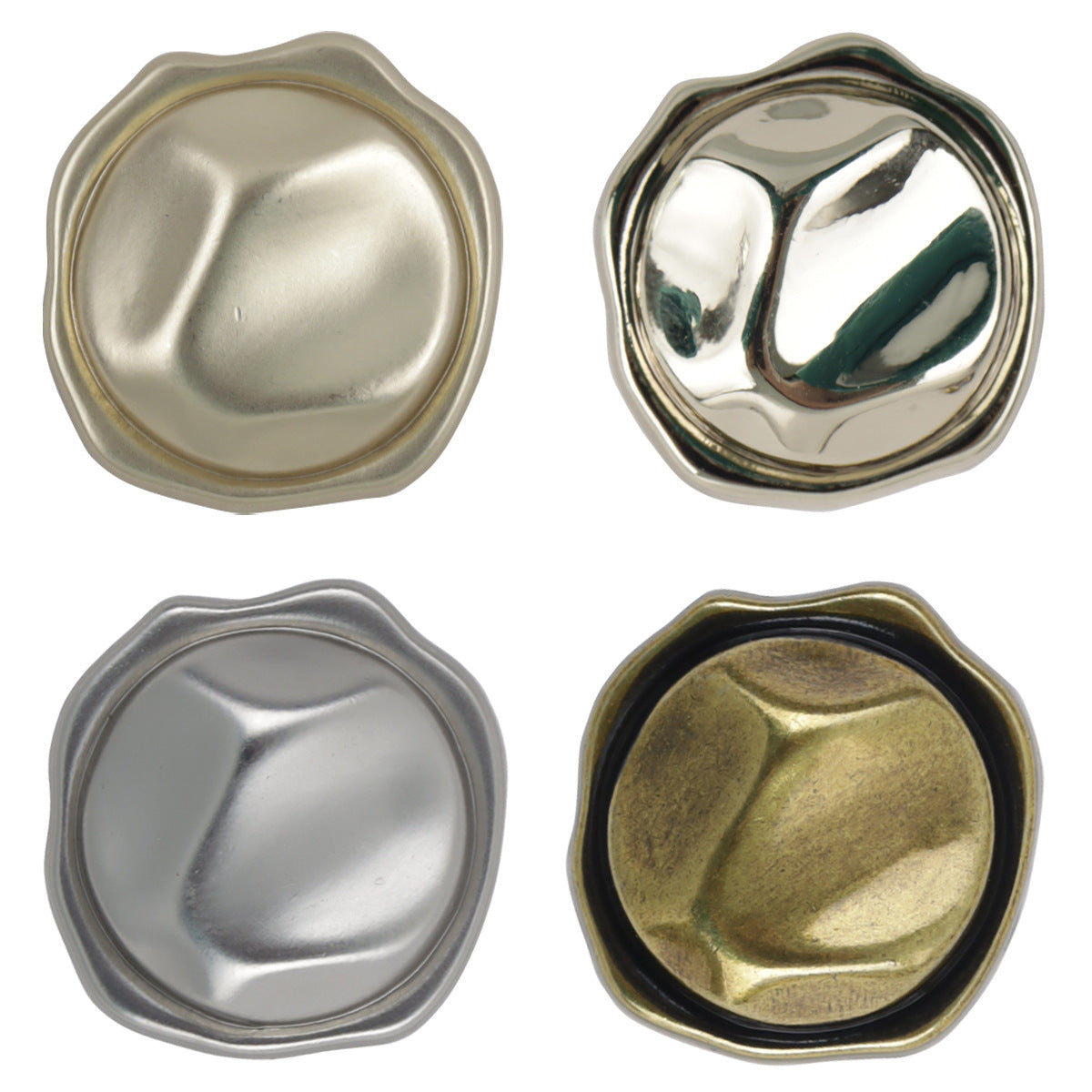 Unregelmäßige „Little Sun“ Zinklegierungs-Metallknöpfe, silbern und bronzefarben (Vorderseiten)