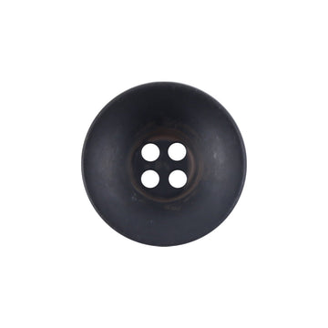 Vintage round metal button with dark patina finish and four holes