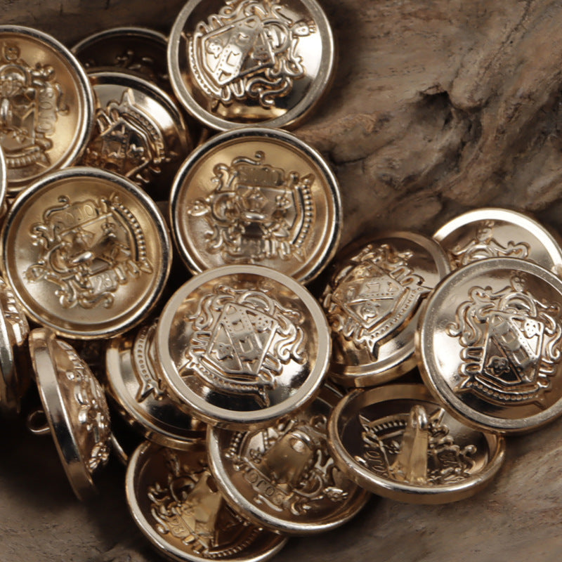 Mixed metal coat-of-arms buttons, silver and gold finishes, 10pcs