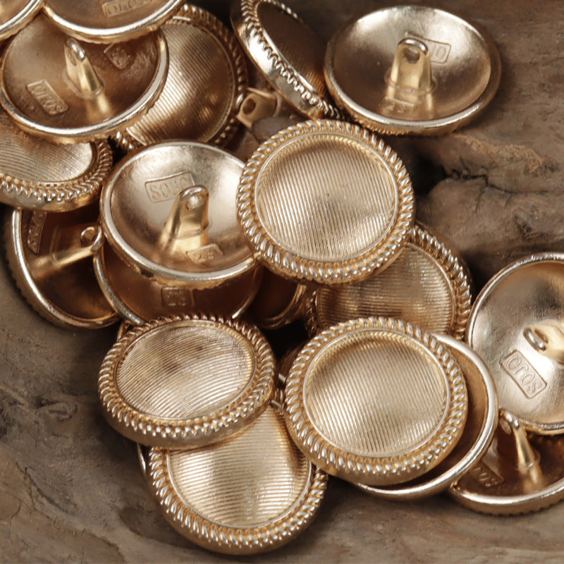 Rose-gold toned vintage striped metal buttons with shank, ridged border, mixed set