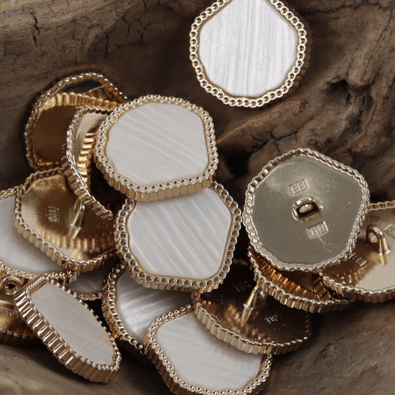 Marble-look resin metal shank buttons set, mixed white, coffee and black colors.