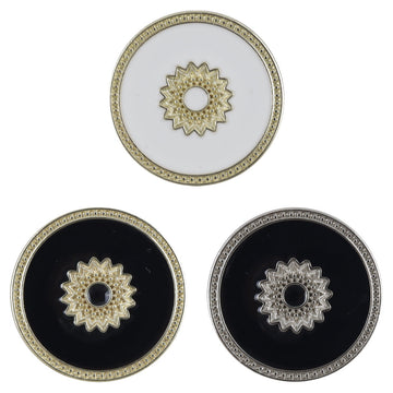 White Gold tone floral snap button, white center with decorative star-flower design