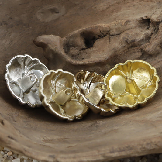 Four-Leaf Clover Misty Gold Metal Shank Buttons - 10pcs