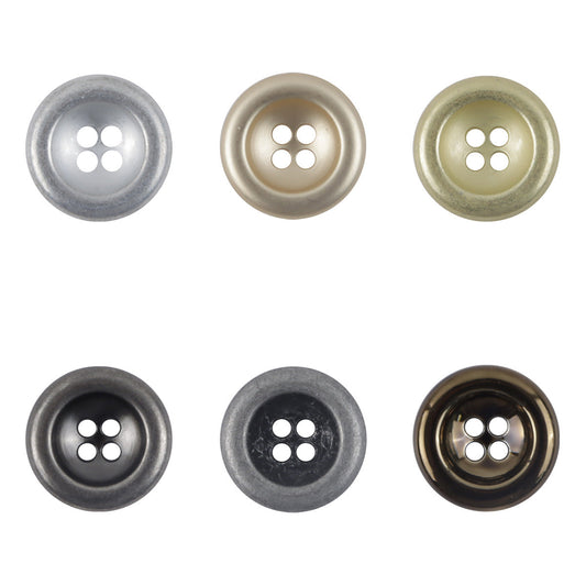 Vintage Double-Sided Aged Gold Silver 4-Hole Metal Buttons,10pcs
