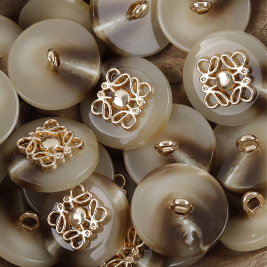 Metal Butterfly Pattern Resin Buttons for Woolen Suits Coat 10pcs Khaki