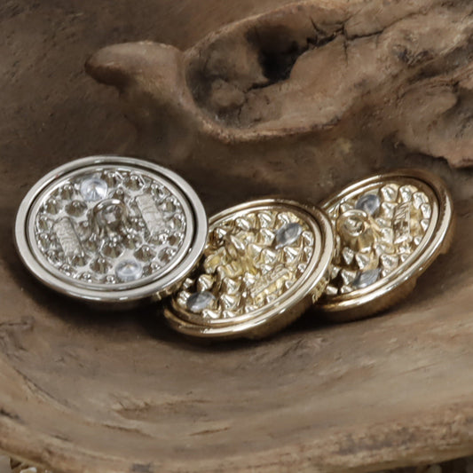 Palace-Style Diamond-Inlaid Hollow Windmill Metal Button 10pcs