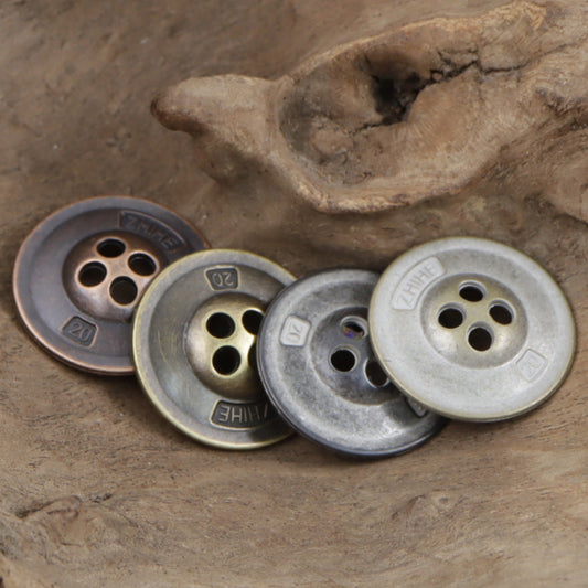 Granular Cap-Shaped Antique Tin Colored Metal Button for Retro Fashion 10pcs