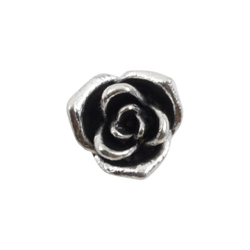 Vintage silver mini metal shank button with rose flower detail, 10mm