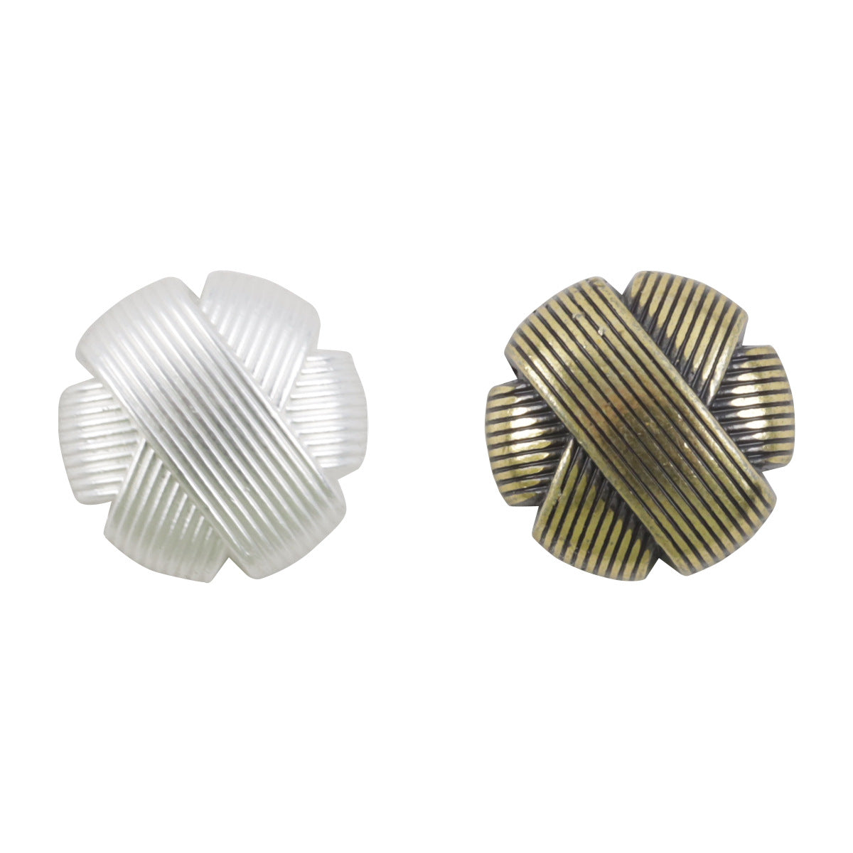 10-mm Metallknöpfe, silberfarbene Rippenoptik, mit Öse