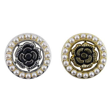 Black rose baroque pearl buttons in silver and gold, 10 pcs