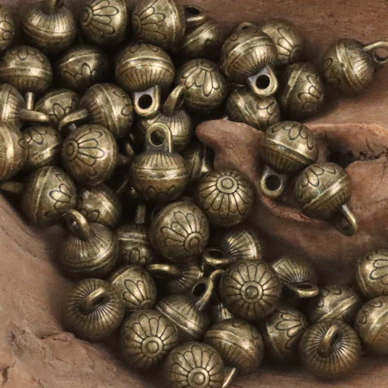 11.5mm shank buttons, antique bronze floral relief, 2 holes, 10pcs