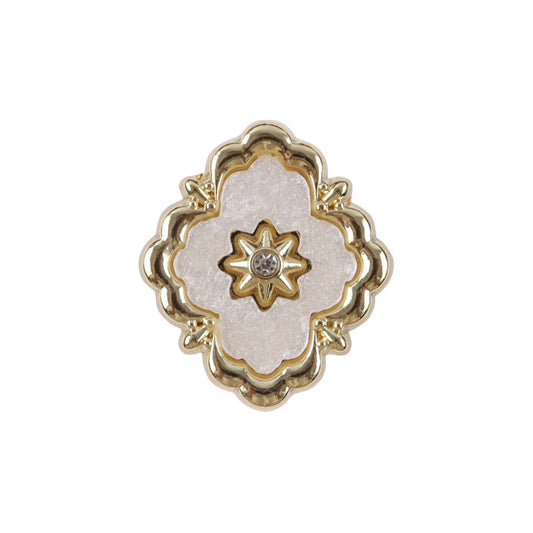 Irregular Quadrilateral Metal Buttons Golden Inlay and Diamonds 10PCS