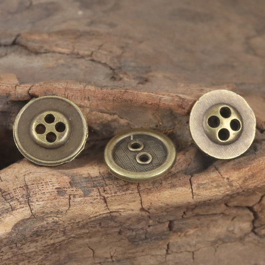 12.5mm Bronze-Colored Metal Flat Buttons for Denim Clothes 10pcs