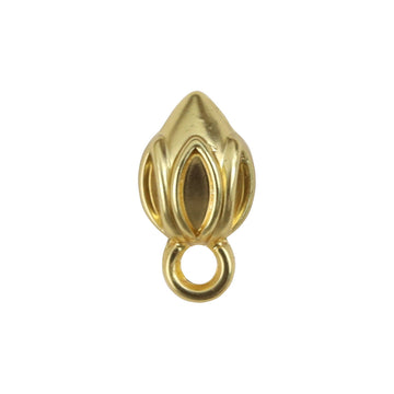 Goldene Lotus-Anhänger-Buttons aus Metall, Blütenblatt-Relief, mit Öse und Rundöffnung