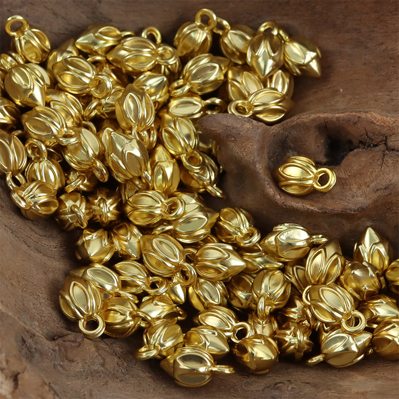 Goldene Lotus-Buttons, Metall-Set mit vielen Ösen, Blütenblatt-Relief