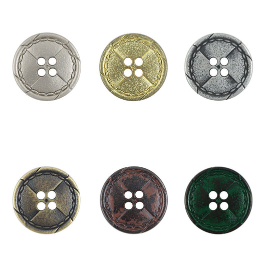 Vintage Distressed Metal Buttons with Divider Lines 10pcs