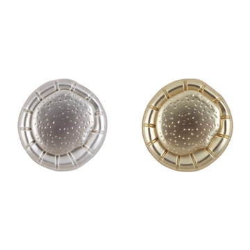 Matte gold and silver fashion metal buttons, studded round faces, 2-pack view