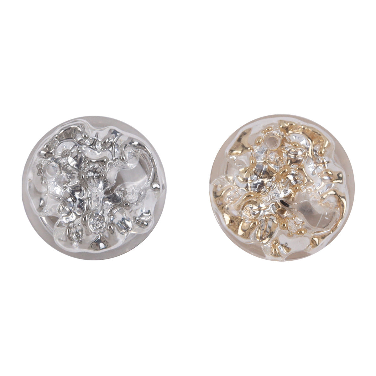 Crystal flower resin shank buttons: Silver and Gold, round floral design
