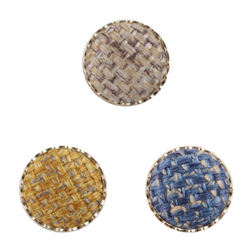 Beige runde Leinenknöpfe mit goldenen Metall-Ösen, 1 Stück