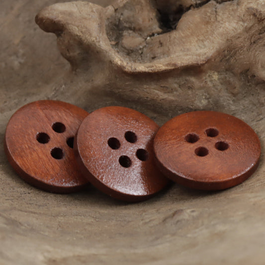 Dashed Circle Four-Hole Red Lacquered Wooden Buttons 100PCS