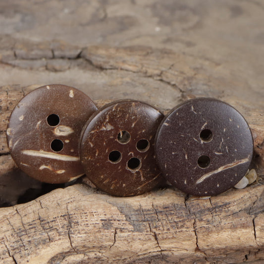 Round Brown Ethnic Style 2 Hole Natural Coconut Shell Buttons 60 Pack