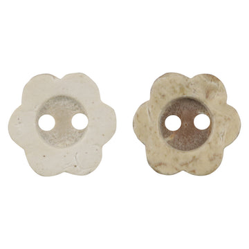 Natural coconut shell flower buttons, 2-hole, beige tone set
