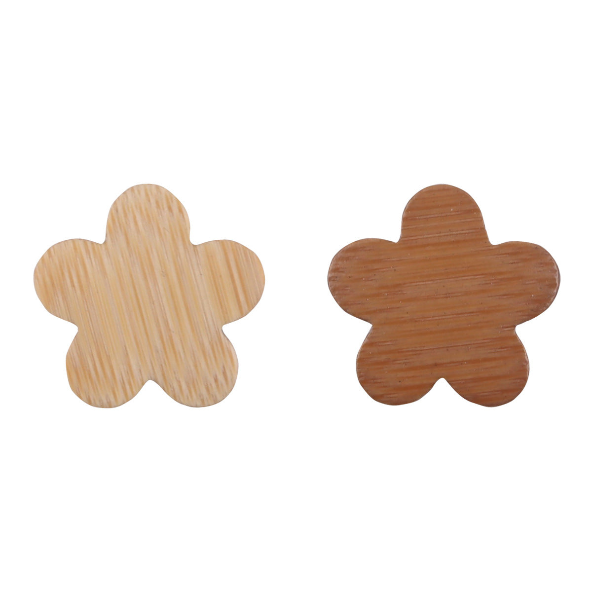 Natural bamboo flower buttons, light and dark set of 10, plum blossom shape