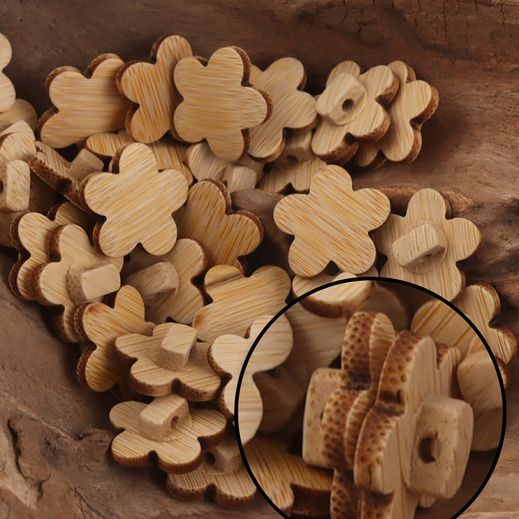 Light bamboo plum blossom buttons, assorted pieces in a packed group