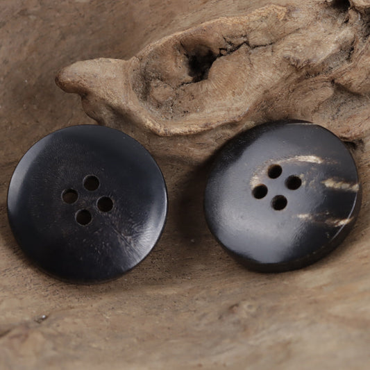 Natural Black Real Horn Buttons for Luxurious Winter Suits 10pcs