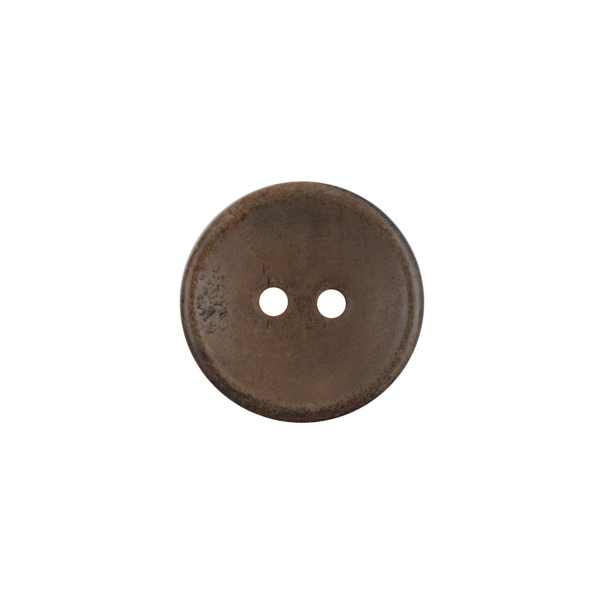 20mm round two-hole real horn button, vintage burnt-yellow tone
