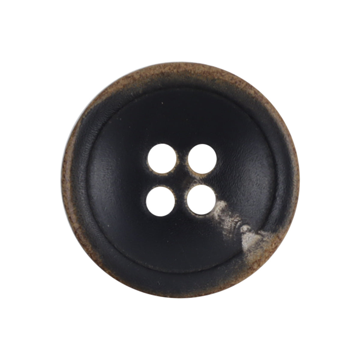 21mm vintage bowl-shaped black horn button, 4-hole front, 10 pcs