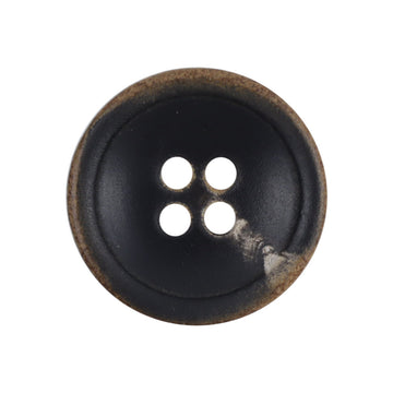 21mm vintage bowl-shaped black horn button, 4-hole front, 10 pcs