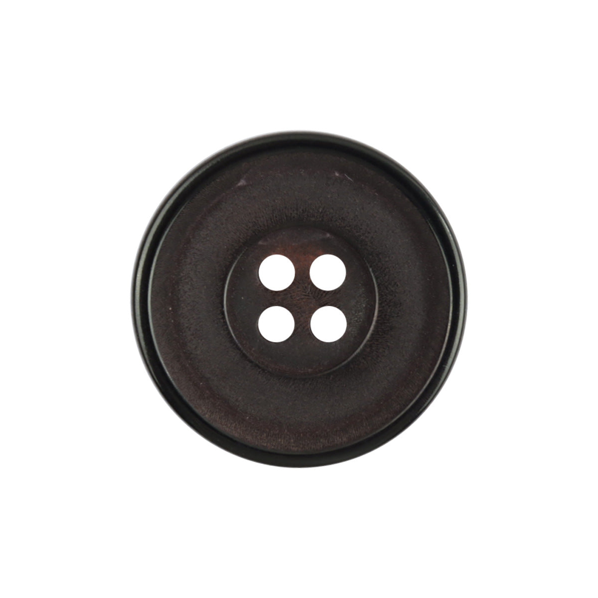 25mm round matte dark horn button, four-hole design