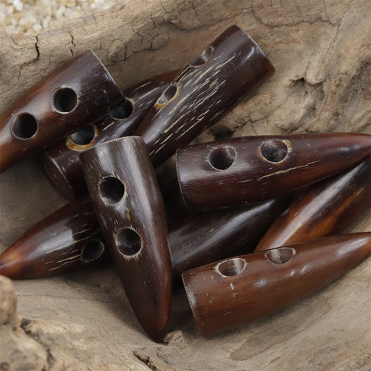 50mm Light Brown Natural Horn Toggle Buttons for Wool Coats 10pcs
