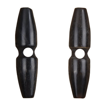 Oblonge Einloch-Hornknöpfe, schwarz und braun, 60mm, 2er-Ansicht