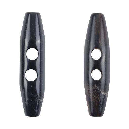 50mm Two-Hole Black and Brown Natural Horn Toggle Buttons 5pcs