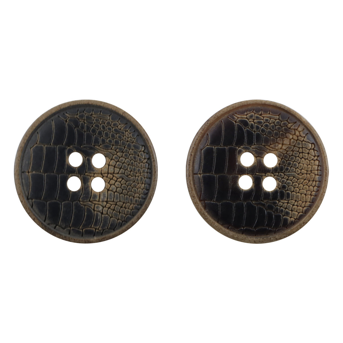 Horn buttons with burnt snake-skin pattern, black